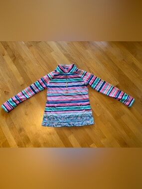 Lilly Pulitzer Pink, Teal, Navy & White Striped Top